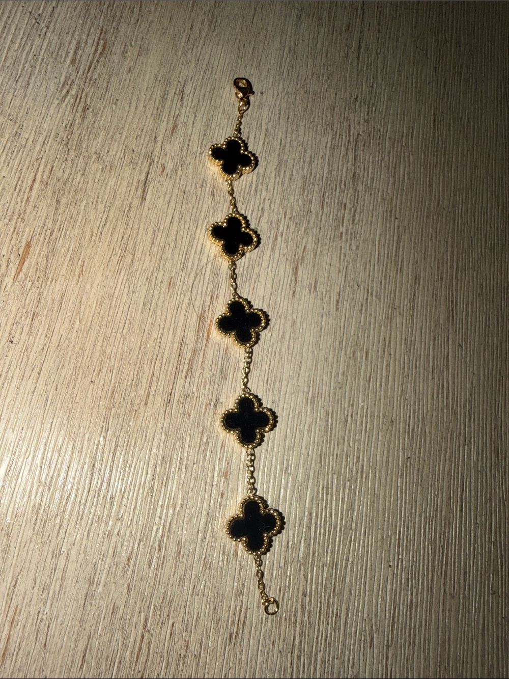Gold Plated Bracelet with Black Clover Motifs